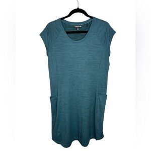 Toad & Co Short Sleeve SMU Tech Tomboy Cap Sleeve Dress Teal Blue Medium